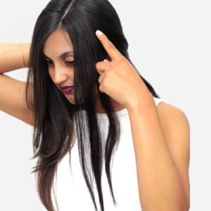 Invisible Single clip 100% human hair, Natural Black, Pack of-1 (16inch) Hair Extension